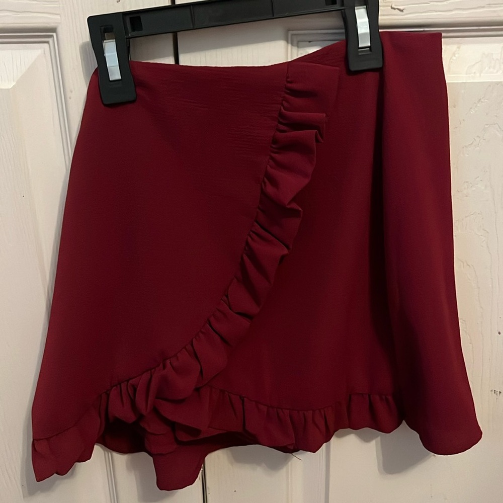 maroon skirt with ruffles